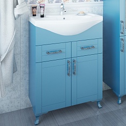 Sanflor Тумба с раковиной Глория 65 голубая матовая – фотография-3