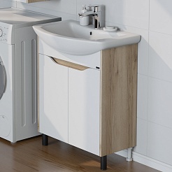 СанТа Тумба с раковиной Сатурн 70 белая/дуб австралийский – фотография-4