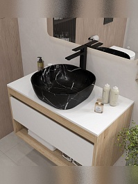 Teymi Накладная мебельная раковина Solli 41 artceramic мрамор чёрный матовый T50383 – фотография-2