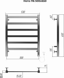 Terminus Полотенцесушитель электрический Ното П6 500x650 хром – фотография-3