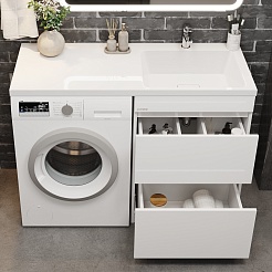 Onika Тумба с раковиной Милтон 110 R под стиральную машину белая – фотография-3