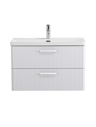 BelBagno Тумба с раковиной Due 80 подвесная Белый металлик ручки Белые – фотография-2