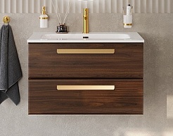 BelBagno Мебель для ванной Eco Cer-N 80 CZR-8073-80 орех шоколад софт ручки сатиновое золото – фотография-3