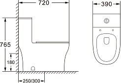 Azario Унитаз-моноблок Sinto AZ-1098 безободковый с бачком с сиденьем микролифт белый – фотография-3