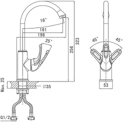 D&K Смеситель "Eucharius Rhein DA1372401" для кухонной мойки – фотография-2