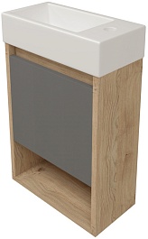 Teymi Тумба с раковиной Nura 37 R подвесная дуб/графит – фотография-1