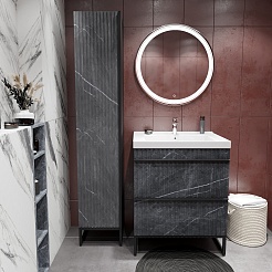 Mixline Шкаф пенал Окленд 35 L графит мрамор – фотография-3