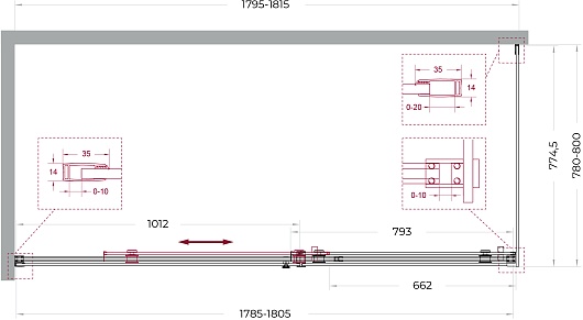 BelBagno Душевой уголок Soft Close-2 SOFT_CLOSE-2-AH-1-180/80-C-GM 180x80 профиль оружейная сталь стекло прозрачное – фотография-12