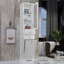 Opadiris Шкаф-пенал для ванной Риспекто 40 R белый, с бельевой корзиной – фотография-4