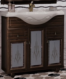 Opadiris Тумба с раковиной Тибет 85 с художественным стеклом, нагал – фотография-1