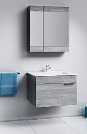 Aqwella Мебель для ванной Бриг 75 подвесная, дуб седой, зеркало-шкаф – фотография-5
