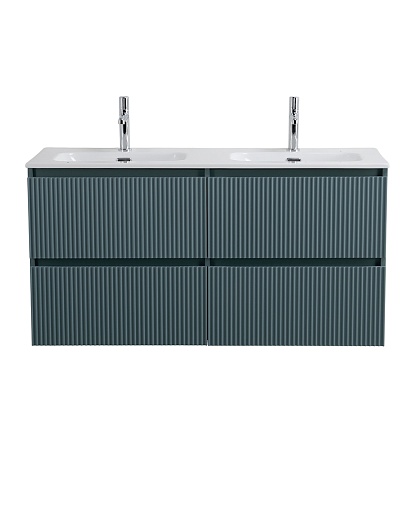 BelBagno Тумба под раковину Uno 120 с 2 чашами подвесная Голубой матовый – фотография-2