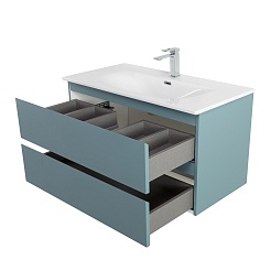 BelBagno Тумба с раковиной Kraft 90 подвесная Голубой матовый – фотография-10