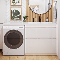 Vivon Тумба с раковиной под стиральную машину Donna 150R 2 ящика напольная белый глянец