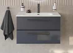 Cezares Тумба с раковиной Eco Cer-N 80 grafito CZR-8095-80 ручки матовые чёрные