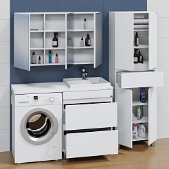 СанТа Тумба с раковиной под стиральную машину Марс 130 R 2 ящика белая – фотография-10
