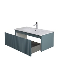 BelBagno Тумба с раковиной Uno 100 с 1 ящиком подвесная Голубой матовый с раковиной BB-8099-100 – фотография-6