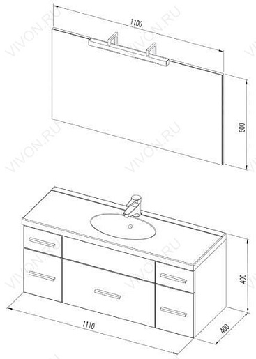 Aquanet Зеркало для ванной "Данте 110" 156359 – картинка-3