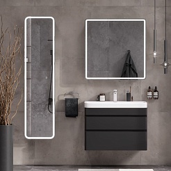 Equil Зеркальный шкаф Eltoro 80 чёрный софт – фотография-6