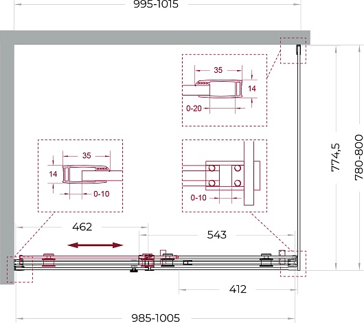 BelBagno Душевой уголок Soft Close-2 SOFT_CLOSE-2-AH-1-100/80-C-GM 100x80 профиль оружейная сталь стекло прозрачное – фотография-12