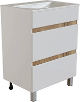 Mixline Тумба под раковину Брикс 50 2 ящика белая/дуб вотан