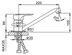 Frap Смеситель для кухни H28 F4228-B хром – фотография-2