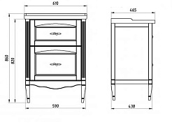 ASB-Woodline Тумба с раковиной Римини Nuovo 60 белый (патина серебро), массив ясеня – фотография-3