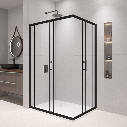 RGW Душевой уголок Passage PA-146B 100x90 профиль черный стекло прозрачное – картинка-3