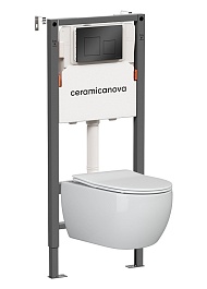 Ceramicanova Подвесной унитаз Play Rimless с системой инсталляции Balance кнопка Square черный матовый – фотография-1