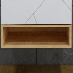 Бриклаер Тумба с раковиной Кристалл 50 с нишей белая/дуб бунратти – фотография-5