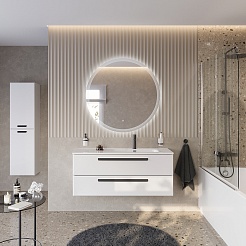 BelBagno Мебель для ванной Eco Cer-N 120 R bianco lucido ручки чёрные – фотография-2