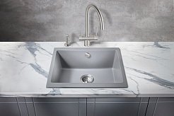 Milacio Мойка кухонная Leon 55 Cuarzo серая металлик – фотография-4