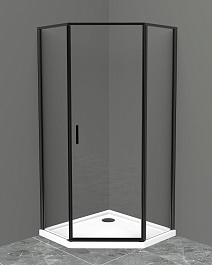 BelBagno Душевой уголок Uno 100/100 UNO-195-P-1-100-C-NERO стекло прозрачное – фотография-1