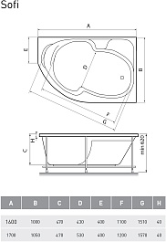 Relisan Акриловая ванна Sofi 160x100 R – фотография-7