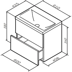Am.Pm Тумба с раковиной Gem 60 подвесная орех – фотография-10