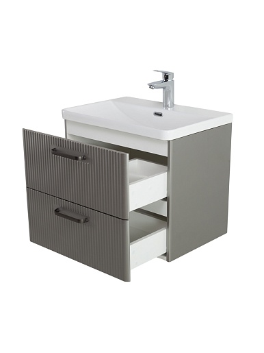 BelBagno Тумба с раковиной Due 50 подвесная Сатин ручки Матовый тёмный никель – фотография-14