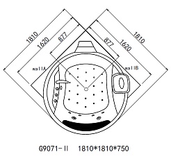 Gemy Акриловая ванна G9071 II O с минибаром и TV – фотография-6