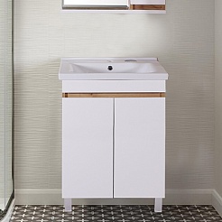 ASB-Mebel Тумба под раковину Марко 60 2.0 белая/дуб золотой – фотография-2