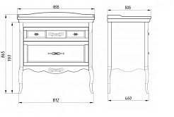 ASB-Woodline Тумба с раковиной Модерн 85 белый, (патина серебро) – фотография-2