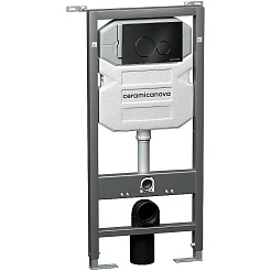 Ceramicanova Подвесной унитаз Metropol Rimless с шумоизоляционной панелью CN1000 с системой инсталляции Envision кнопка Round чёрный матовый – фотография-2