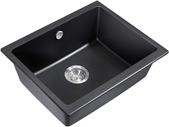 Milacio Мойка кухонная Leon 55 Cuarzo черная матовая – фотография-1