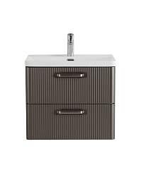 BelBagno Тумба с раковиной Due 60 подвесная Оружейная сталь ручки Матовый атласный никель – фотография-3