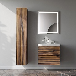 Am.Pm Шкаф пенал для ванной Gem 30 L подвесной орех – фотография-8