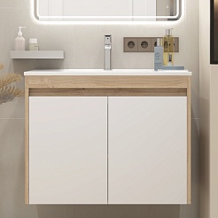 Teymi Тумба с раковиной Netta 80 подвесная дуб/белый – фотография-3