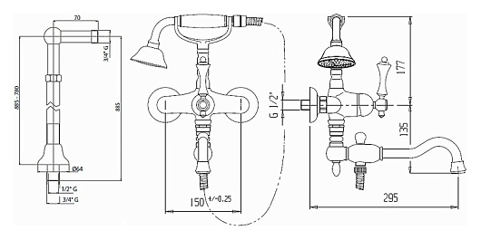 Cezares Смеситель напольный MARGOT-VDPS2-03/24-M для ванны и душа – фотография-2