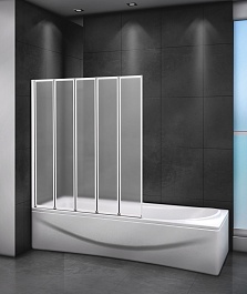 Cezares Шторка на ванну Relax RELAX-V-5-120/140-P-Bi-L 124 L профиль белый стекло матовое рифленое – фотография-2