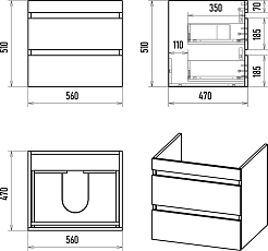 Misty Тумба с раковиной Коломбо 120 L подвесная под стиральную машину дуб галифакс/антрацит – фотография-8