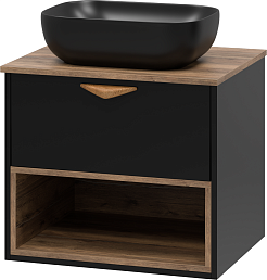 Brevita Тумба под раковину Bergen 60 подвесная дуб галифакс олово/черная – фотография-6