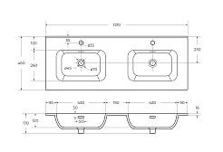 Cezares Мебельная раковина Duet 120 CZR-8095-120-2 белая глянцевая – фотография-6
