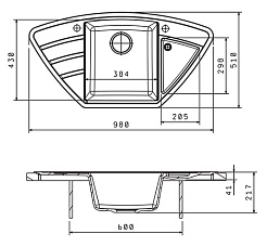 Florentina Мойка гранитная Липси 980С угловая бежевый – фотография-2